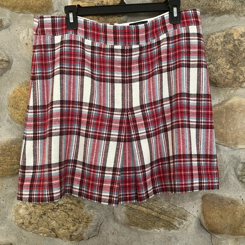J. Crew Red and White Plaid Skater Skirt - Picture 3 of 4